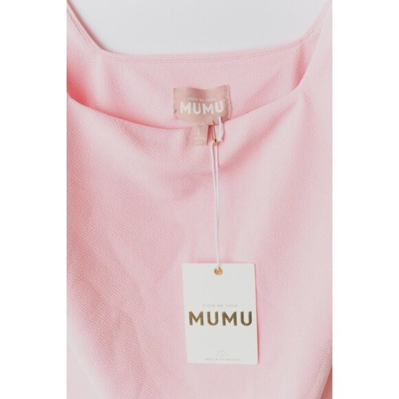 Show Me Your MuMu Bodysuit Women's L Size Light Pink Textured Thong Shoulder Tie - Picture 5 of 7